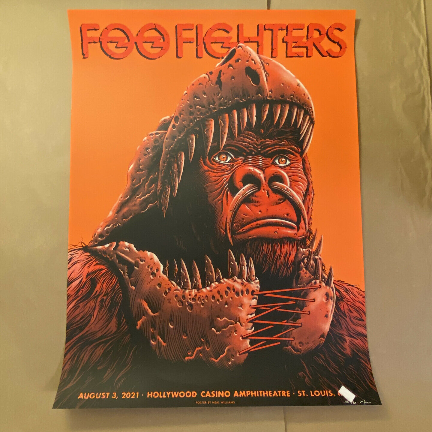 Foo Fighters 2021-08-03 St Louis Mo Neal Williams Ap Red Variant Of 20 Poster