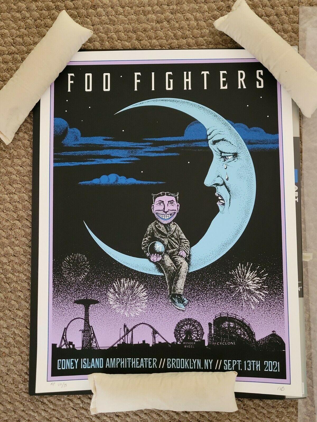 Foo Fighters Coney Island Ap S/n X/75 Poster 9/13/21 Morning Breath 2021 Print