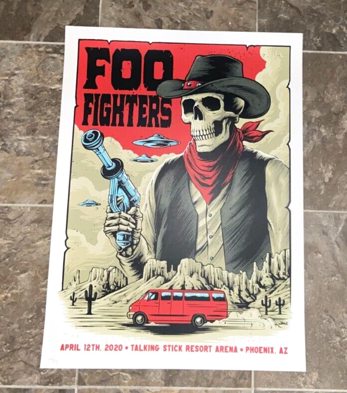 Foo Fighters Phoenix April 12 2020 Concert Tour Poster Brandon Heart /175