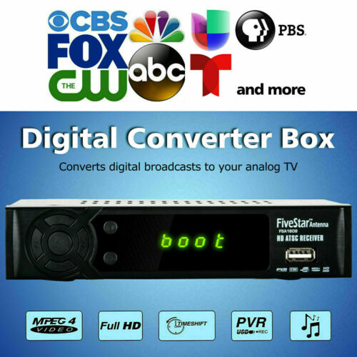Digital Converter Box For Tv W/ Rca Cord For Watching And Recording Hd Channels