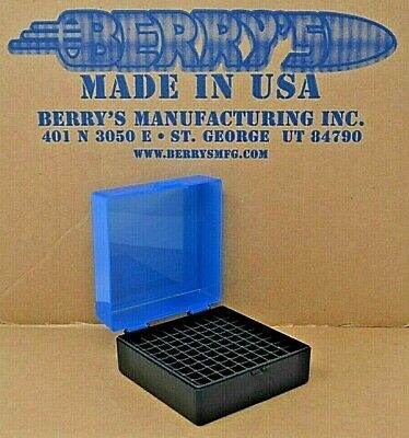 .223 / 556  Ammo Case / Box 100 Round (blue / Black) 222 223 556 Berry's Mfg