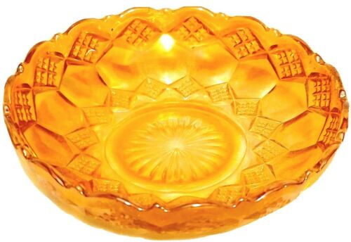 Vtg Carnival Glass Amber Marigold Candy Dish